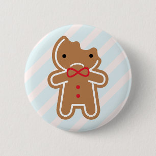 Chapa Redonda De 5 Cm Triste Bitten Kawaii Gingerbread Man