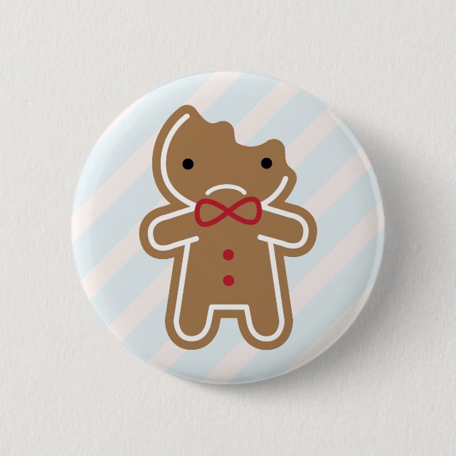 Chapa Redonda De 5 Cm Triste Bitten Kawaii Gingerbread Man (Anverso)
