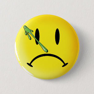 Chapa Redonda De 5 Cm Triste cara con la parodia del logo del Booger Com