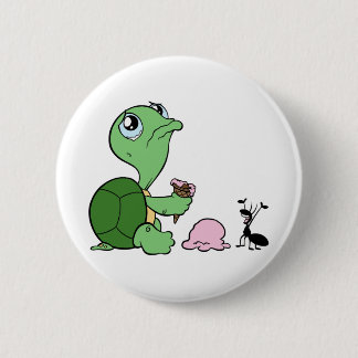 Chapa Redonda De 5 Cm Triste Tortuga feliz hormiga