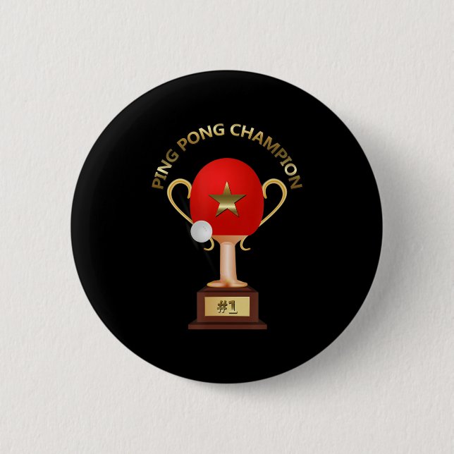 Chapa Redonda De 5 Cm Trofeo de Ping Pong (Anverso)
