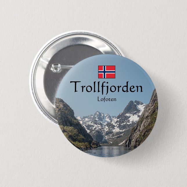 Chapa Redonda De 5 Cm Trollfjord Lofoten (Anverso y reverso)