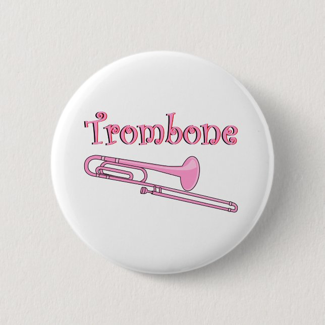 Chapa Redonda De 5 Cm Trombone rosa (Anverso)