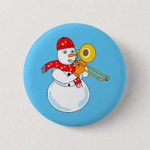 Chapa Redonda De 5 Cm Trombone Snowman