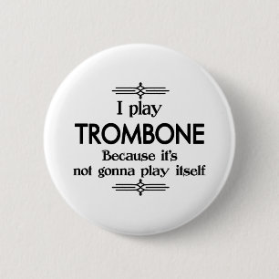Chapa Redonda De 5 Cm Trombone - Tómense música divertida Deco