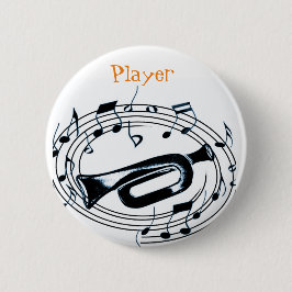 Chapa Redonda De 5 Cm Trompeta y notas musicales