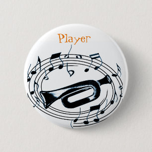 Chapa Redonda De 5 Cm Trompeta y notas musicales