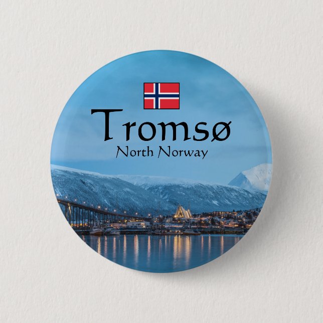 Chapa Redonda De 5 Cm Tromso Norway Souvenir (Anverso)