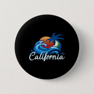 Chapa Redonda De 5 Cm Tropical Sunset Cali Beach Waves Surfing Usa Calif