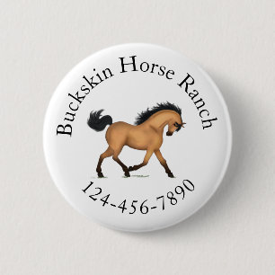Chapa Redonda De 5 Cm Trotting Buckskin Horse Circular Textos Ecuestres