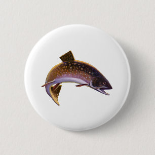 Chapa Redonda De 5 Cm Trucha de arroyo, pesca deportiva vintage pescador