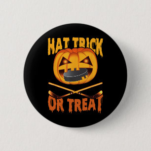 Chapa Redonda De 5 Cm Truco de Sombrero Hockey Halloween