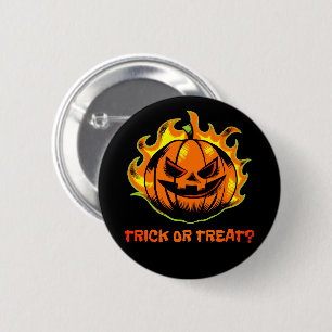 Chapa Redonda De 5 Cm ¿Truco o Trato de Jack-O’-Lantern en llamas? –Hall