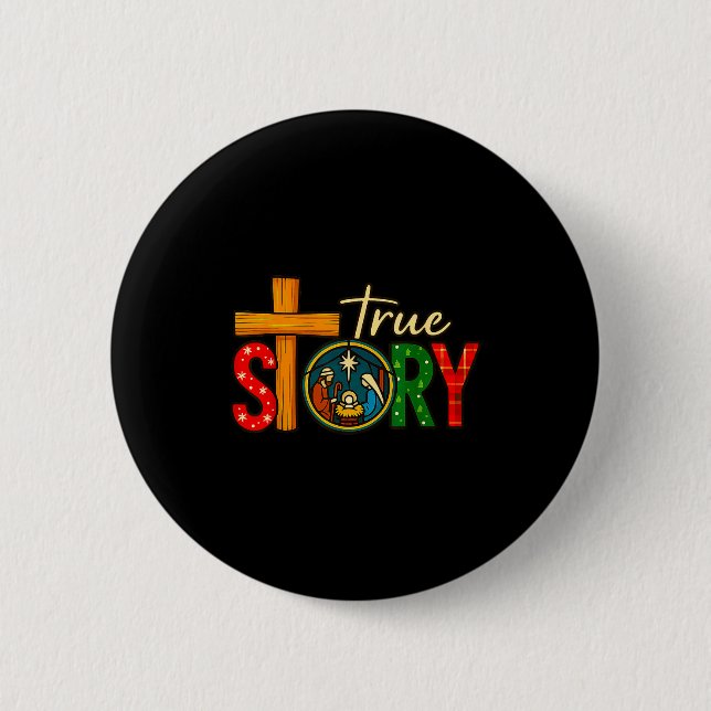Chapa Redonda De 5 Cm True Story Of Jesus Birth Christmas Nativity Chris (Anverso)