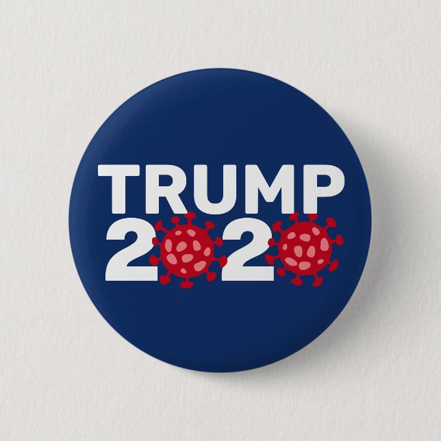 Chapa Redonda De 5 Cm Trump 2020 - Virus divertidos rojo y azul marino (Anverso)