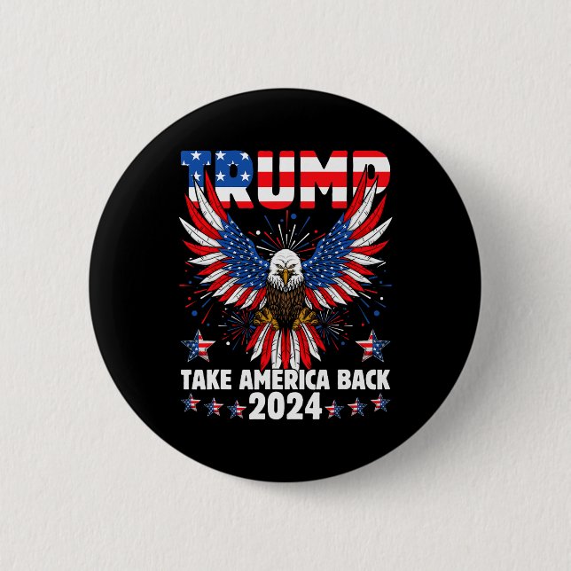 Chapa Redonda De 5 Cm Trump 2024 Recuperar la bandera estadounidense Tru (Anverso)