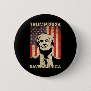 Chapa Redonda De 5 Cm Trump 2024 Salve la elección de la bandera estadou