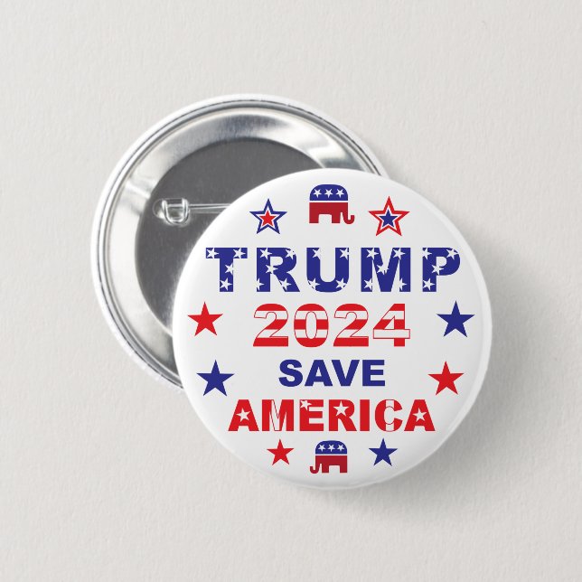 CHAPA REDONDA DE 5 CM TRUMP 2024 SAVE AMÉRICA (Anverso y reverso)