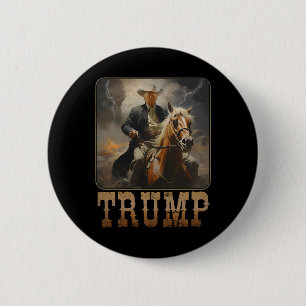 Chapa Redonda De 5 Cm Trump 2025 Presidente Vaquero Montando Caballo Occ