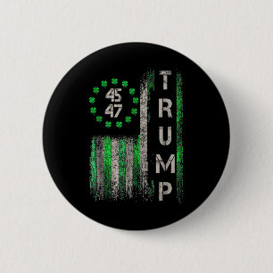 Chapa Redonda De 5 Cm Trump 45 47 Día de San Patricio de la Bandera Amer