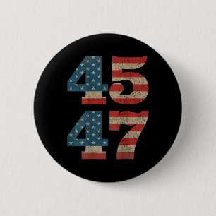 Chapa Redonda De 5 Cm Trump 45 47 Retro 4547 bandera estadounidense vint