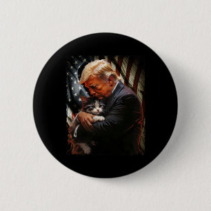 Chapa Redonda De 5 Cm Trump Abrazando a un Gato Naranja 2025 Hacer que l