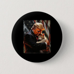 Chapa Redonda De 5 Cm Trump Abrazando Un Gato Naranja 2025 Hacer Gatos S