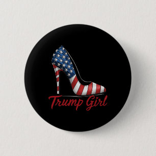 Chapa Redonda De 5 Cm Trump, Chica de alto talón, tacones de bandera est