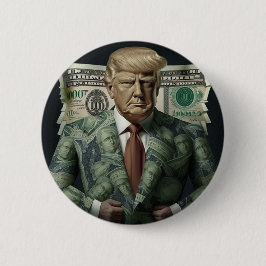 Chapa Redonda De 5 Cm Trump con dinero: un símbolo de riqueza y poder