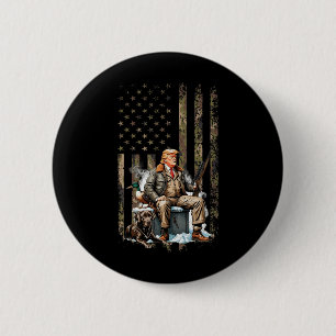 Chapa Redonda De 5 Cm Trump con lechón de perro cazando camo Preside