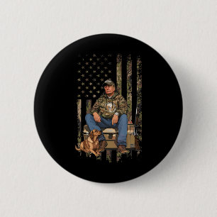 Chapa Redonda De 5 Cm Trump Con Perro Caza De Aves Acuáticas Camuflaje P
