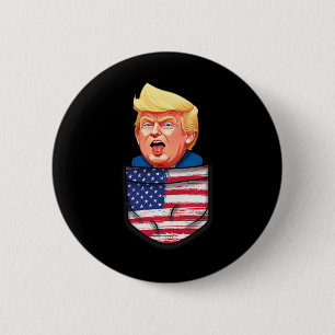 Chapa Redonda De 5 Cm Trump en Bolsillo Bandera de EE. UU. Divertido Tru