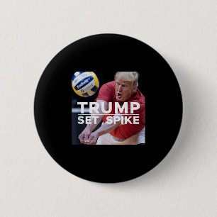 Chapa Redonda De 5 Cm Trump engaña a divertida jugadora de voleibol polí
