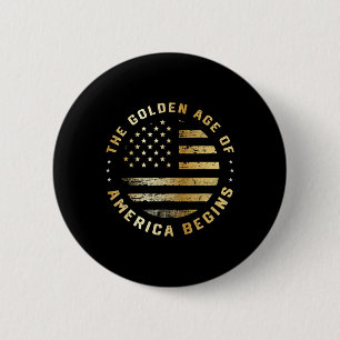 Chapa Redonda De 5 Cm Trump La Edad De Oro De América Comienza 2025 