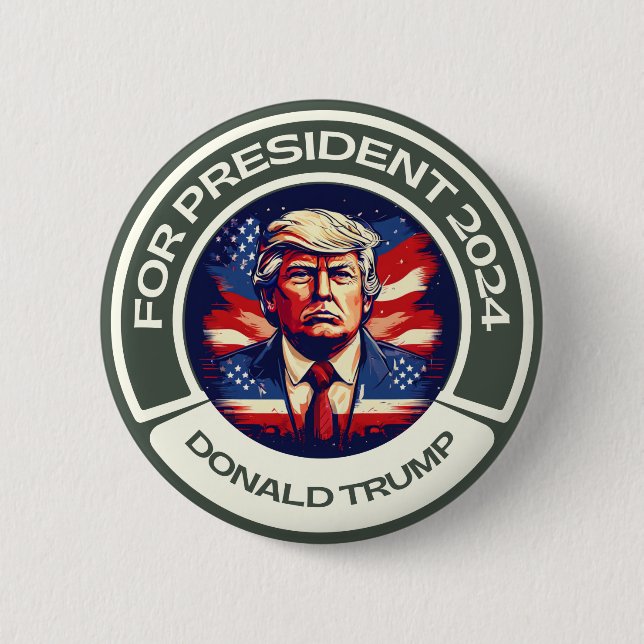 Chapa Redonda De 5 Cm Trump para presidente 2024 (Anverso)