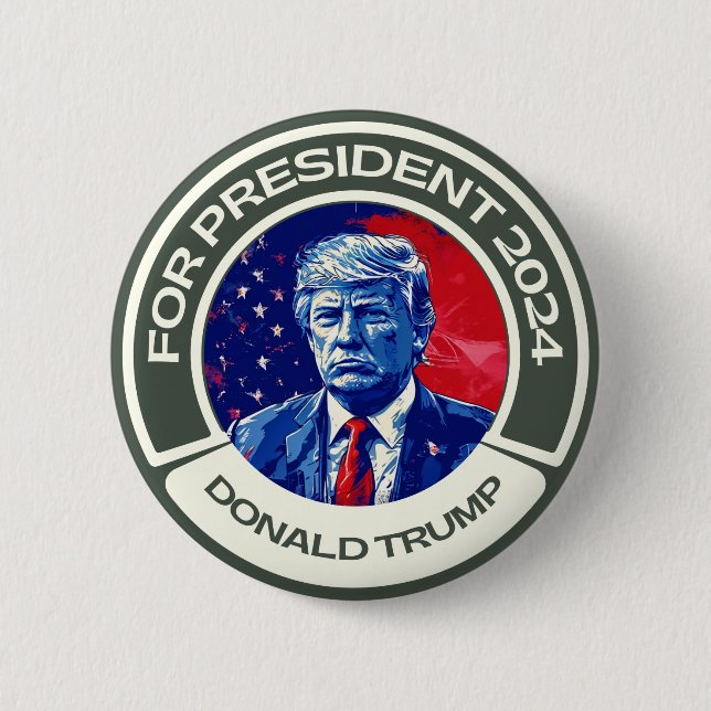 Chapa Redonda De 5 Cm Trump para presidente 2024 (Anverso)