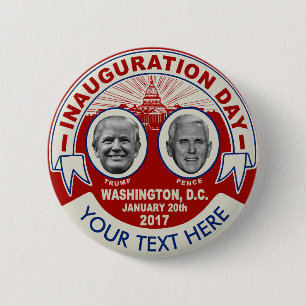 Chapa Redonda De 5 Cm Trump Pence añade tu propio eslogan inaugurando el