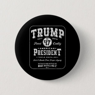 Chapa Redonda De 5 Cm Trump Presidente 47 Etiqueta de Whiskey Vintage 20