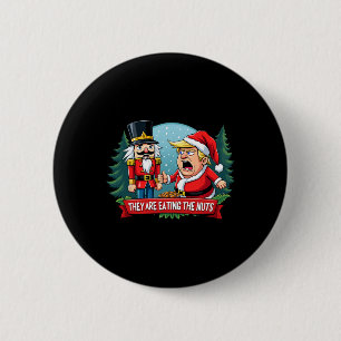 Chapa Redonda De 5 Cm Trump Santa Claus Con Un Nutcracker Que Comen