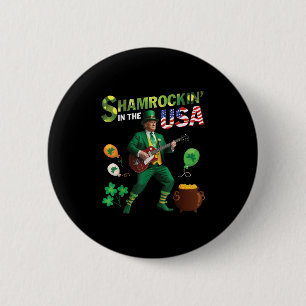 Chapa Redonda De 5 Cm Trump Tocando La Guitarra Shamrockin En El San E.U