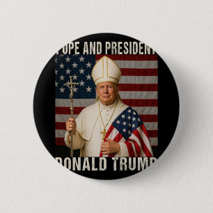 Chapa Redonda De 5 Cm Trump, un Papa divertido y el presidente Donald Tr