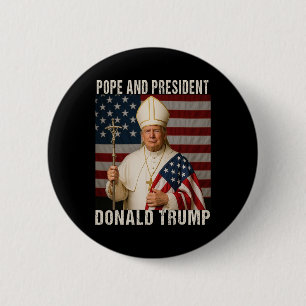 Chapa Redonda De 5 Cm Trump, un Papa divertido y el presidente Donald Tr