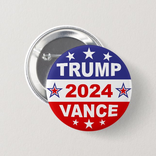 CHAPA REDONDA DE 5 CM TRUMP VANCE 2024 (Anverso y reverso)