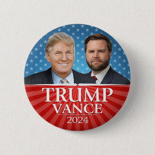 Chapa Redonda De 5 Cm Trump Vance 2024 - Foto del vicepresidente del pre