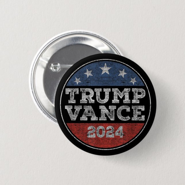 Chapa Redonda De 5 Cm Trump Vance 2024 para las elecciones presidenciale (Anverso y reverso)