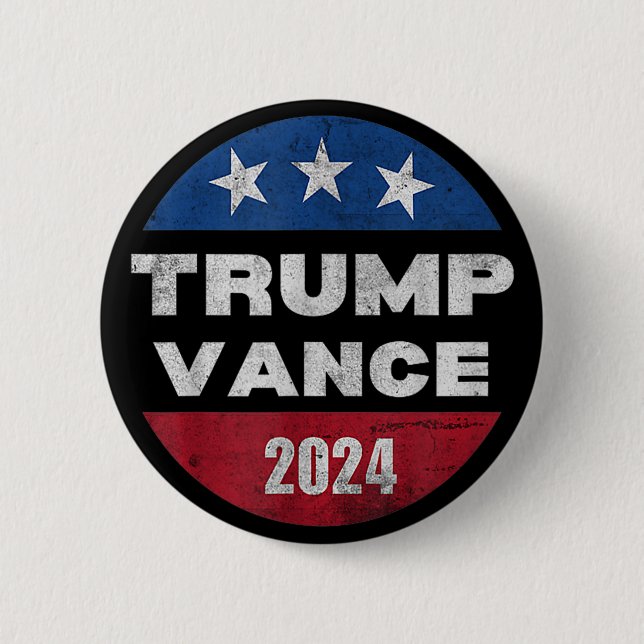 Chapa Redonda De 5 Cm Trump Vance 2024 Vicepresidente Retro de Eleccione (Anverso)