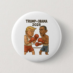 Chapa Redonda De 5 Cm Trump vs Obama 2028 Partido de boxeo gracioso