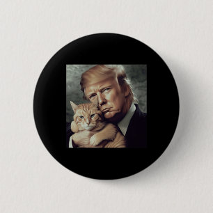 Chapa Redonda De 5 Cm Trump Y Cat - Meme divertido del gato Trump