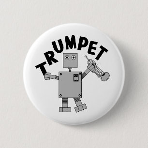 Chapa Redonda De 5 Cm Trumpet Robot Text