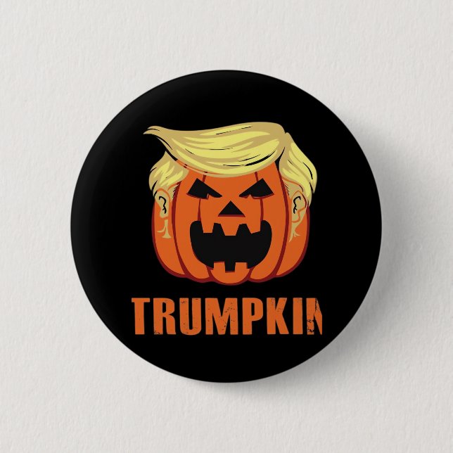Chapa Redonda De 5 Cm Trumpkin hace Halloween (Anverso)